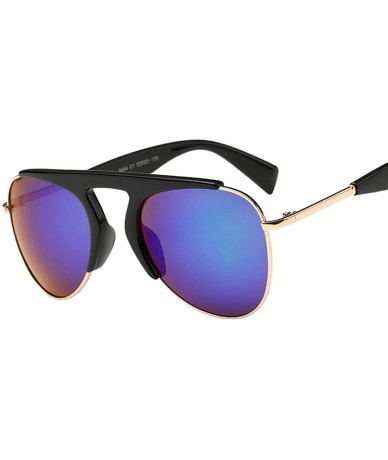 Oval Women's Fashion Oval Sunglasses Muti-colour Lens Dark glasses - Black/Green Silver C2 - CY12DWIP4T5 $10.42