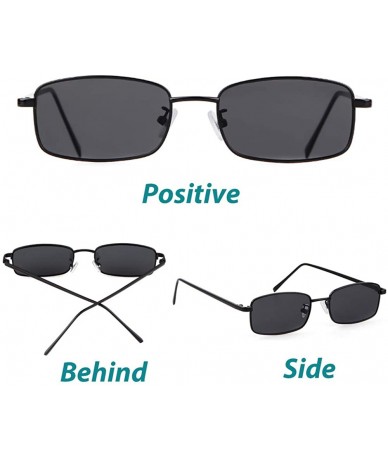Rimless Retro Small Square Sunglasses Metal Frame Clear Candy Colors Lens Glasses - Black - CU18RGLWARO $11.69