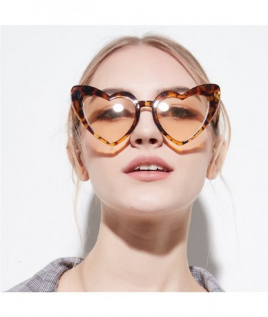 Wrap Love Heart Shaped Sunglasses for Women - Vintage Cat Eye Mod Style Retro Glasses - Brown - CT18E4WYIW8 $11.69