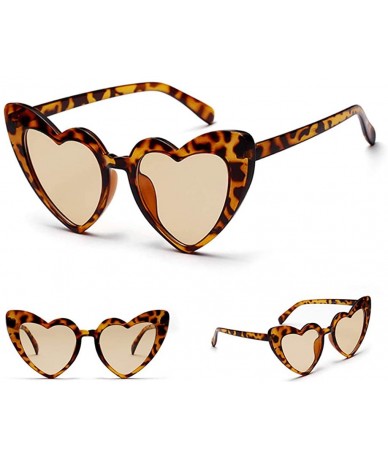 Wrap Love Heart Shaped Sunglasses for Women - Vintage Cat Eye Mod Style Retro Glasses - Brown - CT18E4WYIW8 $11.69