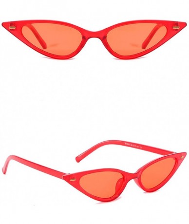 Butterfly Women Small Frame Cateye Shaped Vintage Retro Cat Eye Sunglasses Retro Eyewear Fashion Radiation Protection - Red -...