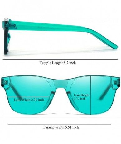 Square One Piece Rimless Tinted Sunglasses Transparent Candy Color Glasses - Lake Blue+purple - CN18G2LRRGX $9.26