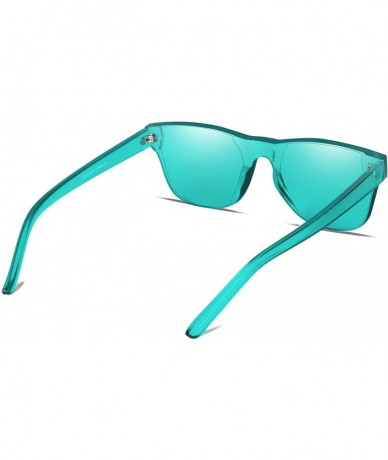Square One Piece Rimless Tinted Sunglasses Transparent Candy Color Glasses - Lake Blue+purple - CN18G2LRRGX $9.26
