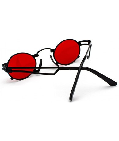Rimless Men's & Women's Sunglasses Vintage Oval Metal Frame Sunglasses - Black Box Red Film - CO18EQLC3D9 $9.60