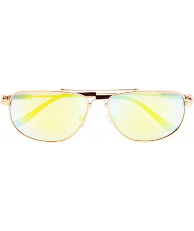 Wayfarer Memory Bifocal Sunglasses Flexible SUNSHINE READERS For Men And Women - Gold-mirror - CV18N9G0IAZ $12.12