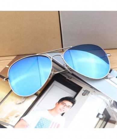 Goggle Popular Sunglasses - popular Sunglasses New metal resin sun 3025 wholesale - Silver Frame Blue Film - CX18AA2H7XT $23.54