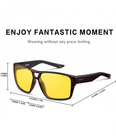 Round Night Driving Glasses for Men and Women-Polarized HD Night Vision Glasses-Anti Glare Yellow Lens - CY18T9WC0MG $22.16