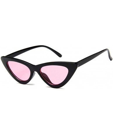 Cat Eye Women Fashion Triangle Cat Eye Sunglasses with Case UV400 Protection Beach - Black Frame/Pink Lens - CW18WTZQZAK $16.02