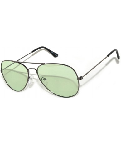 Aviator Classic Aviator Style Colored Lens Sunglasses Colored Metal Frame UV 400 - Silver Frame Green Lens - C011MJ7Y267 $11.97