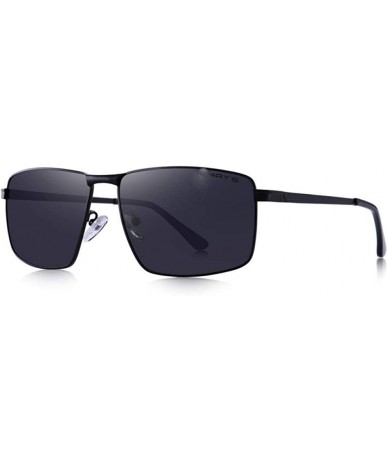 Oversized DESIGN Men Classic Rectangle Sunglasses Aviation Frame HD Polarized C01 Black - C01 Black - CF18XEC4RSQ $33.48