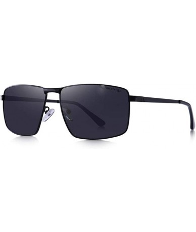 Oversized DESIGN Men Classic Rectangle Sunglasses Aviation Frame HD Polarized C01 Black - C01 Black - CF18XEC4RSQ $14.88