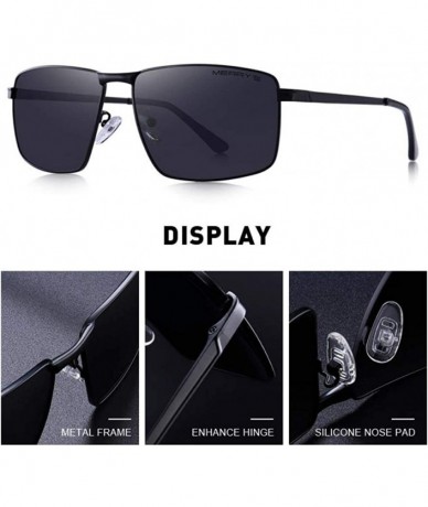 Oversized DESIGN Men Classic Rectangle Sunglasses Aviation Frame HD Polarized C01 Black - C01 Black - CF18XEC4RSQ $14.88