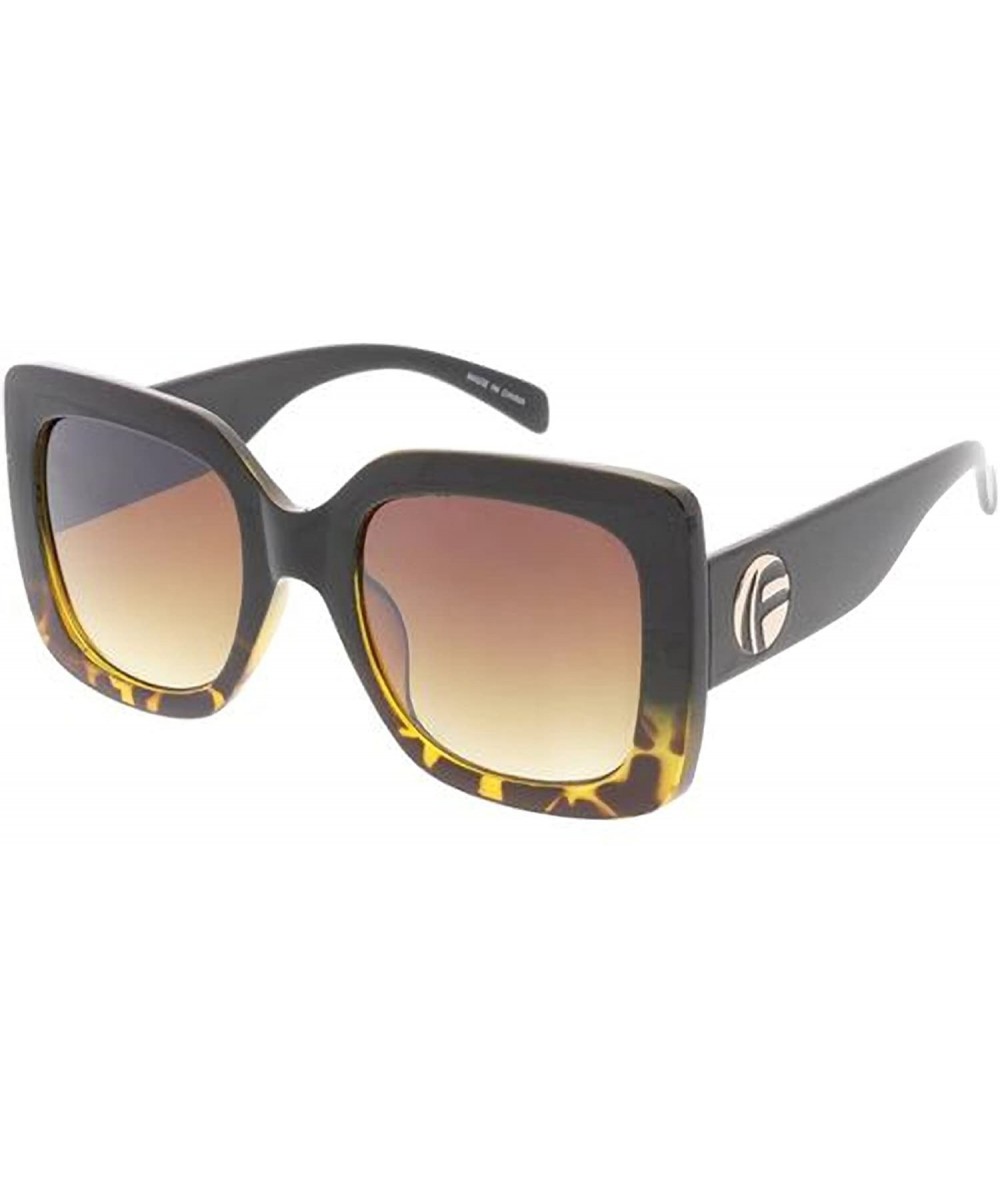 Square Heritage Modern "F'd Up 2.0" Simple Square Frame Sunglasses - Black Yellow - CX18GYWLXN9 $9.71
