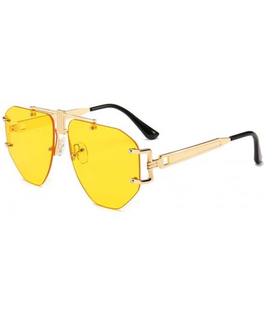 Rectangular Modern Steam Wind Sunglasses Trend Street for Ocean Films - C4 Yellow Tablets - CH18W54CIHL $14.88