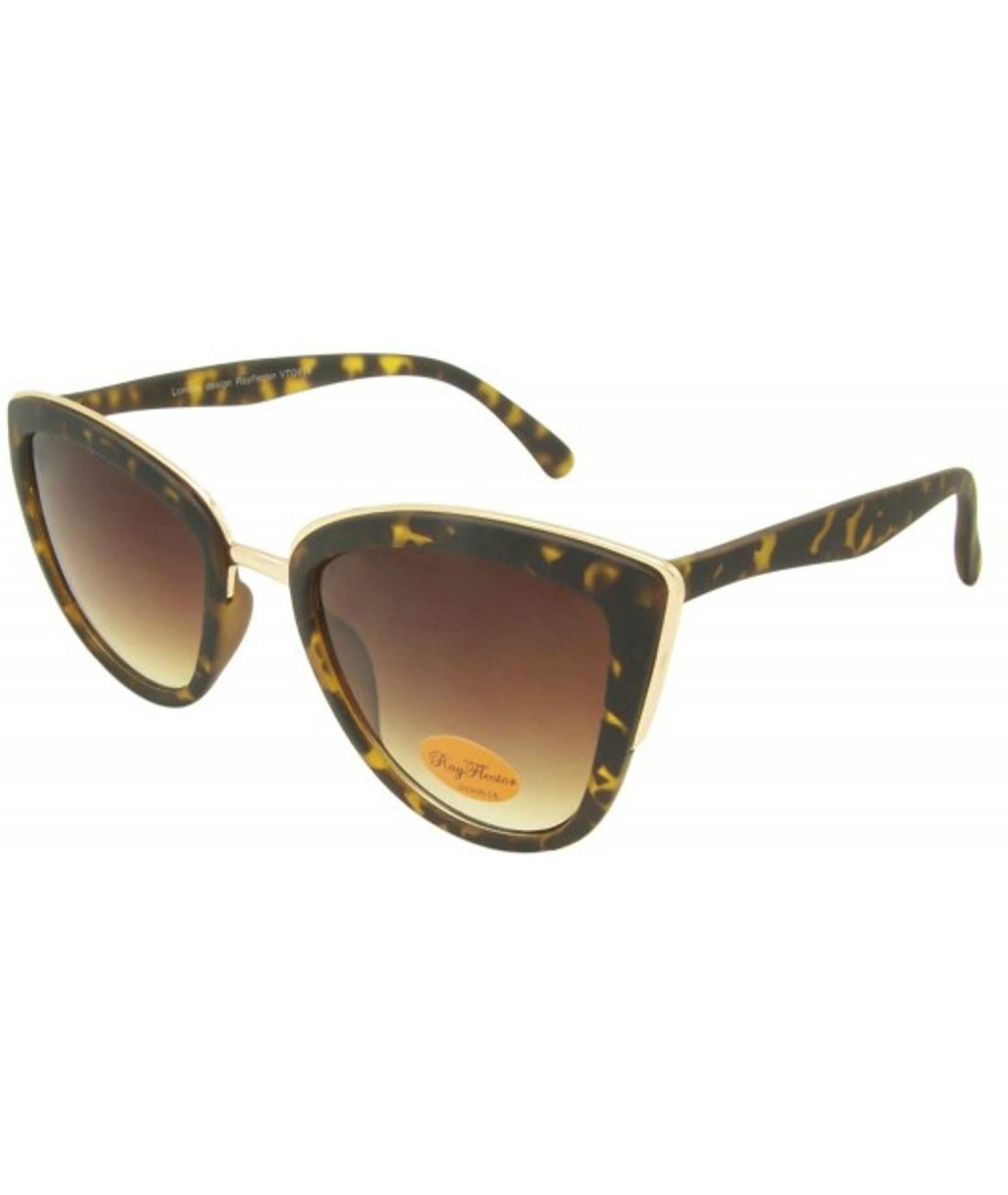 Square Square Metal Trim Sunglasses - Tortoiseshell Brown - CX197XNZMIU $15.38