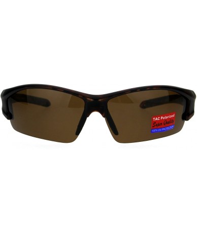 Sport Mens Baseball Half Rim Polarized Warp Plastic Sport Sunglasses - Tortoise Brown - CU186H5ZMGT $11.75