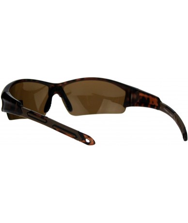 Sport Mens Baseball Half Rim Polarized Warp Plastic Sport Sunglasses - Tortoise Brown - CU186H5ZMGT $11.75