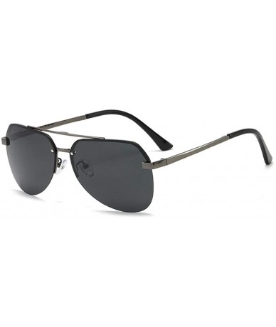 Oversized Polarized Sunglasses Men's Tide HD Fishing Driver Driving Special Glasses Anti-UV Sunglasses - Silver Gray Frame - ...