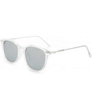 Square Retro Polarized Sunglasses for Women Men Square Lightweight Frame - Transparent - CJ198CUX2QY $29.42