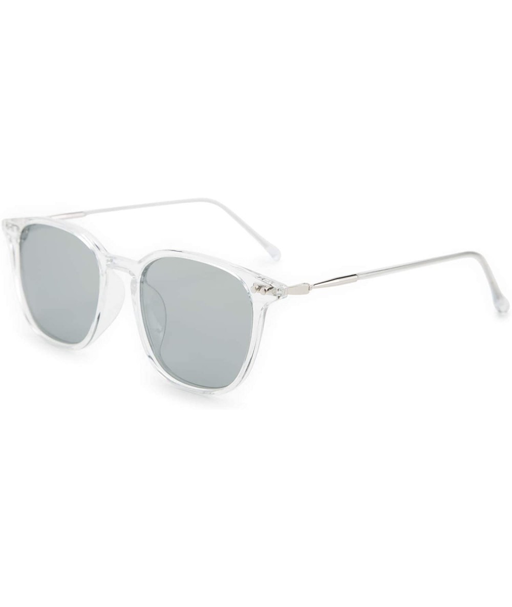 Square Retro Polarized Sunglasses for Women Men Square Lightweight Frame - Transparent - CJ198CUX2QY $29.42