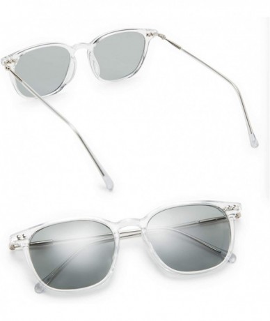 Square Retro Polarized Sunglasses for Women Men Square Lightweight Frame - Transparent - CJ198CUX2QY $29.42