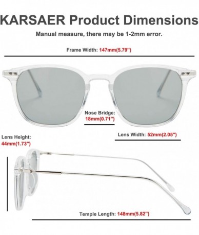Square Retro Polarized Sunglasses for Women Men Square Lightweight Frame - Transparent - CJ198CUX2QY $29.42