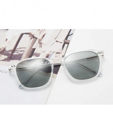 Square Retro Polarized Sunglasses for Women Men Square Lightweight Frame - Transparent - CJ198CUX2QY $29.42