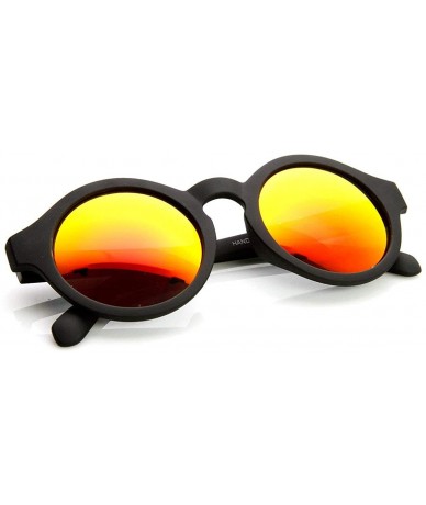 Round Retro Fashion Circle Flash Mirror Lens Keyhole Round Sunglasses (Black Fire) - CW11MV5ZMTX $18.76