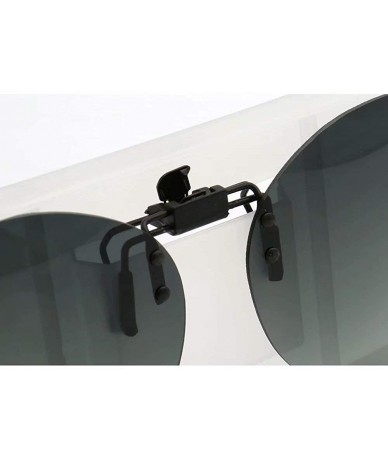 Round Round Oval Clip On Flip Up Sunglass Lenses Mens Womens Polarized Sunglasses - Grey - CP18X82OX7A $7.90