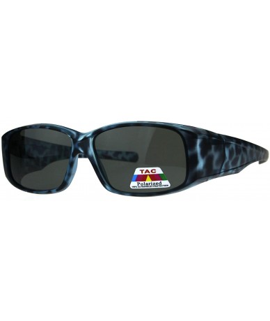 Rectangular Womens Polarized Matte Tortoise 56mm Fit Over Rectangular Sunglasses - Blue Tort - CZ18DWRS28G $23.33