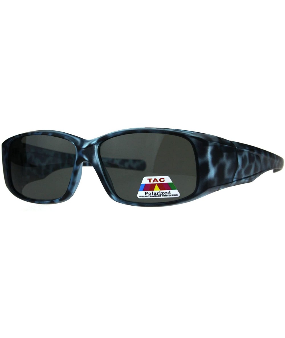 Rectangular Womens Polarized Matte Tortoise 56mm Fit Over Rectangular Sunglasses - Blue Tort - CZ18DWRS28G $12.73