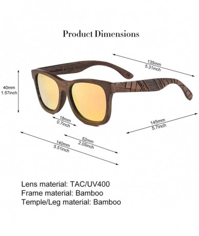 Wayfarer Bamboo Wood Polarized Sunglasses For Men & Women -Temple Carved Collection - Ta05-brown Bamboo Frame Gold Lens - CZ1...