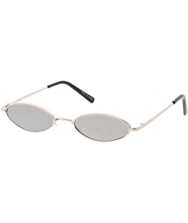Oval Retro Fashion Wired Frame Skinny Sunglasses OV55 - Silver - CD19202TW60 $9.01