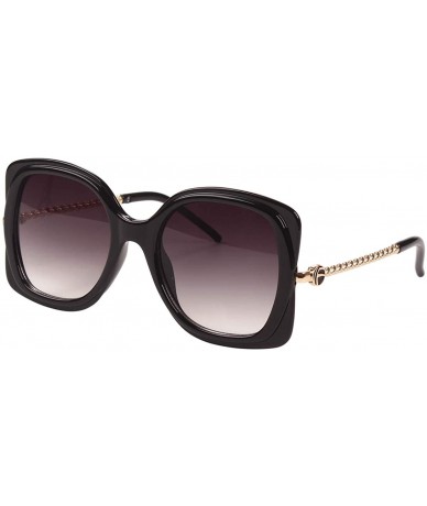 Square Classic Designer Style Square 100% UV Blocking protection Sunglasses For Women - Black Frame / Gradient Gray Lens - CN...