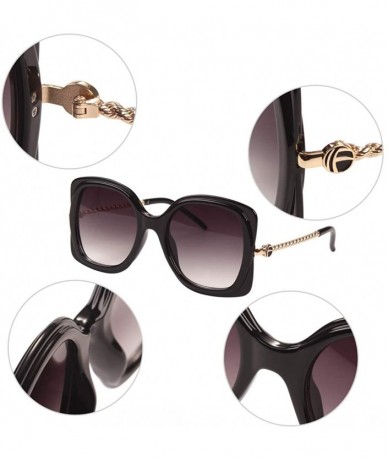 Square Classic Designer Style Square 100% UV Blocking protection Sunglasses For Women - Black Frame / Gradient Gray Lens - CN...