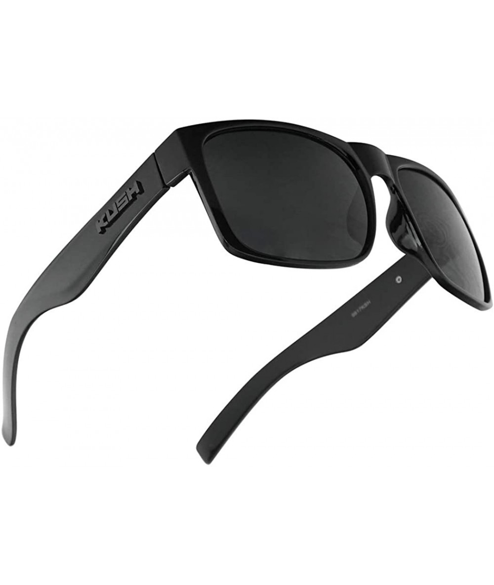 Square Black Fame Classic Squared Horn Rim Sunglasses Sporty Active Mirror Eye Shades - Black Frame - Black - C818UXIAAKU $26.53