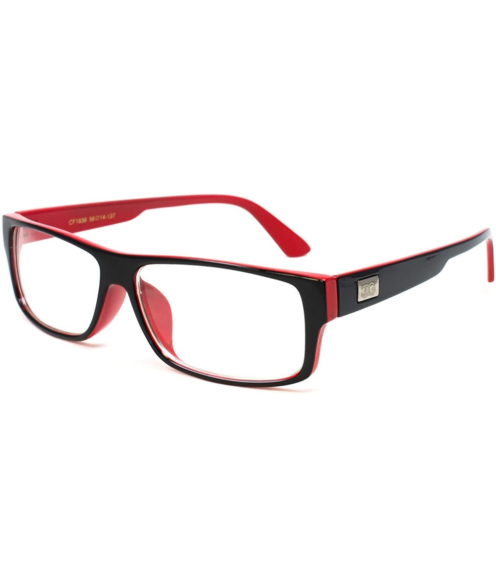 Oversized Unisex Retro Squared Celebrity Star Simple Clear Lens Fashion Glasses - 1836 Black/Red - CD11T16JOOT $10.91