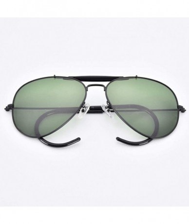 Aviator aviator sunglasses for men women crystal glass lens prevent falling temples mirror sun glasses UV400 - Balck G15 - C3...