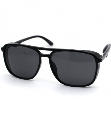 Rectangular Mens Elegant Chic Plastic Rectangular Side Visor Racer Sunglasses - Shiny Black - CB18ZMGI4M7 $11.17