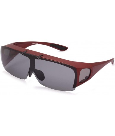 Round Driving Glasses Wraparounds Polarized Fitover Sunglasses - Red - CH12DVH2G7P $36.01