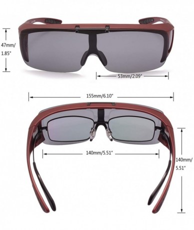 Round Driving Glasses Wraparounds Polarized Fitover Sunglasses - Red - CH12DVH2G7P $14.07
