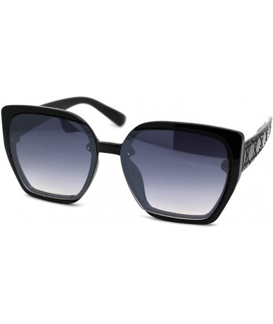 Butterfly Womens 90s Designer Fashion Squared Butterfly Sunglasses - Black Smoke - CO18XET47ZY $9.80