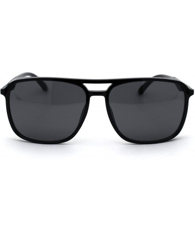 Rectangular Mens Elegant Chic Plastic Rectangular Side Visor Racer Sunglasses - Shiny Black - CB18ZMGI4M7 $11.17