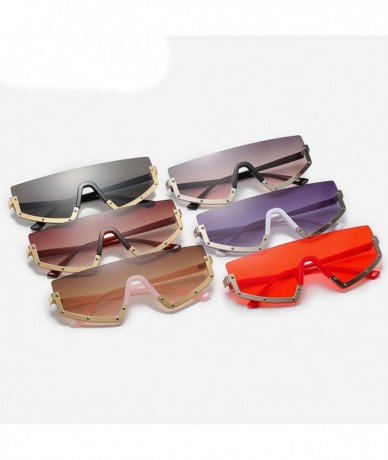 Aviator Sunglasses Women Luxury Fashion One Lens Metal Half Frame Unique Appearance Outdoor Photo Sun Glasses - CG198ZAMKSS $...