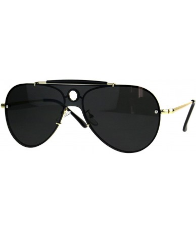 Aviator Vintage Retro Aviator Sunglasses Unisex Rims Behind Lens Style Shades - Gold (Black) - CY189STS6X8 $19.03