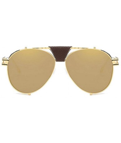 Oversized Men Fashion Trend New Pilot Metal Thick-edge Sunglasses Brand Designer Ladies retro sunglasses - Gold - CG18WDO0KL0...