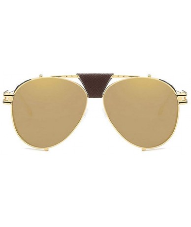 Oversized Men Fashion Trend New Pilot Metal Thick-edge Sunglasses Brand Designer Ladies retro sunglasses - Gold - CG18WDO0KL0...