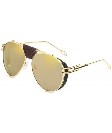 Oversized Men Fashion Trend New Pilot Metal Thick-edge Sunglasses Brand Designer Ladies retro sunglasses - Gold - CG18WDO0KL0...
