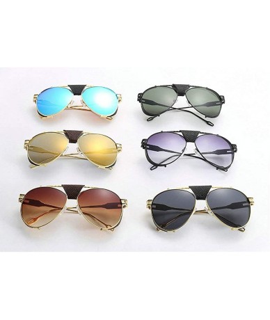 Oversized Men Fashion Trend New Pilot Metal Thick-edge Sunglasses Brand Designer Ladies retro sunglasses - Gold - CG18WDO0KL0...