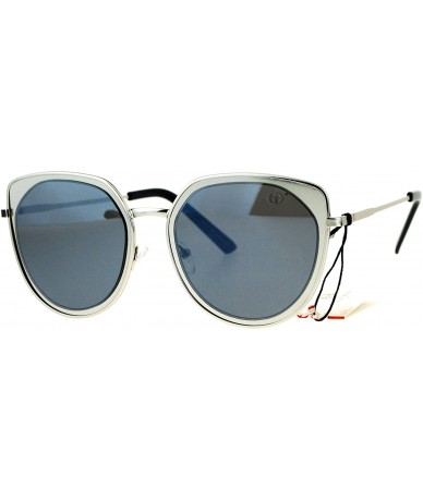 Cat Eye Womens Double Rim Retro Oversize Cat Eye Fashion Sunglasses - Silver Black - CE12NW6BJ1U $11.00